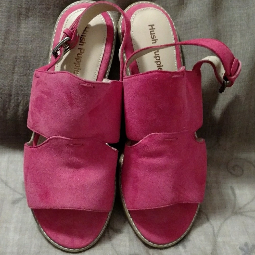 Bright pink slingback sandals